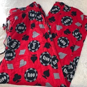 Large Poker 100% cotton red pajama pants